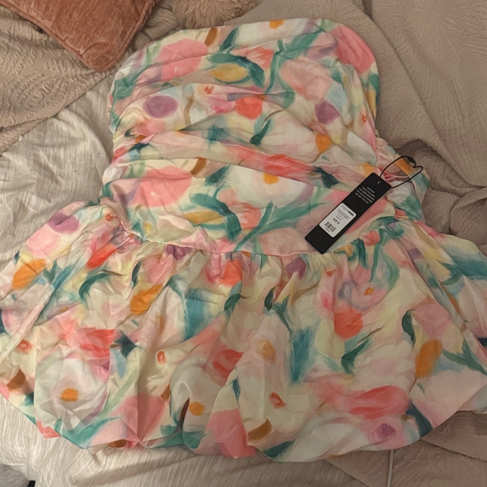 Fashion Nova Floral Strapless Mini Dress - Multicolor